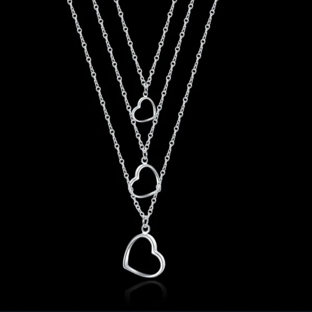 Silver necklace earrings bracelet  set 3pc